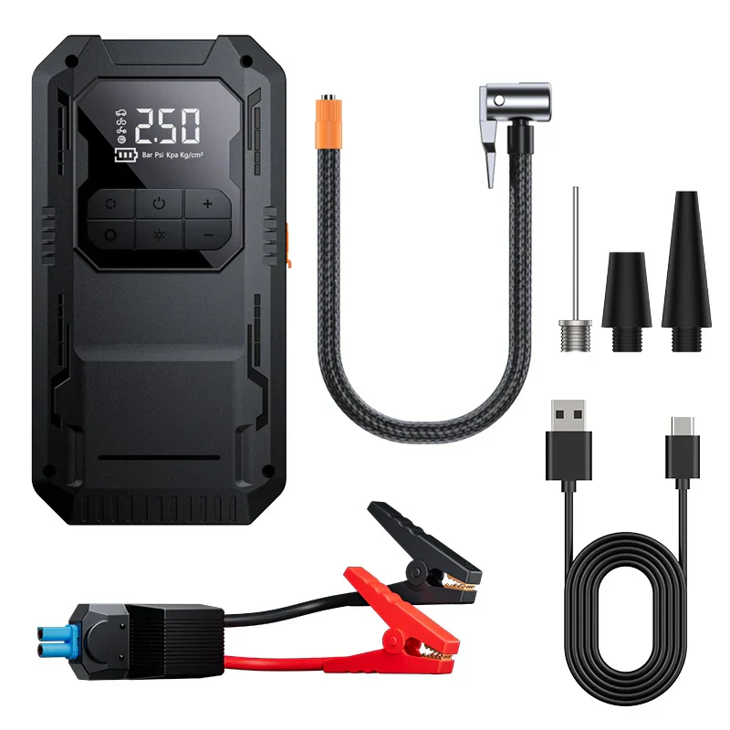 Heavy-Duty 4-in-1 Car Jump Starter with Air Pump and Power Bank